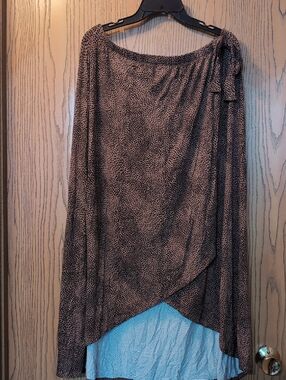 Loveappella Womens Brown Printed Wrap-Front Skirt